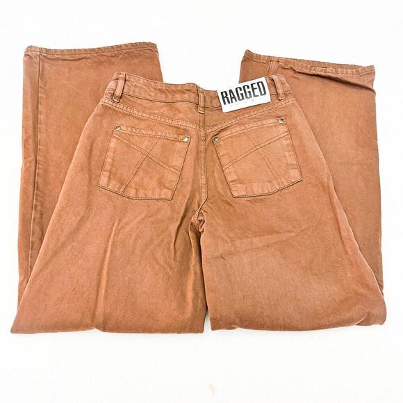 Ragged Priest Wide Leg Brown Denim Zip Up Jeans Size 24 - Picture 5 of 9